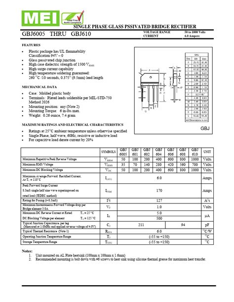 GBJ604 RECTIFIER Datasheet Distributor Stock And Price