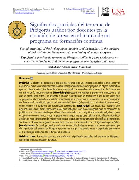 SOLUTION Significados Parciales Del Teorema De Pit Goras Usados Por