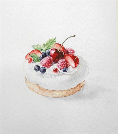 Екатерина Логвиненко - Пирожное | Dessert illustration, Watercolor food ...