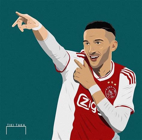 Hakim Ziyech Cartoon Ziyech Hakim Voetbal Marokko Gevoel Voetballerij