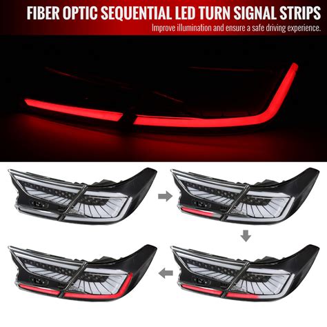 2018 2022 Honda Accord Sedan Sq2 Led Sequential Signal Tail Lights Matte Black Housingclear