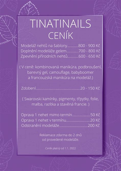 CENÍK TINATINAILS