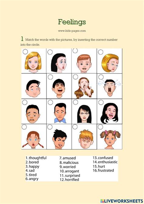 Feelings Vocabulary Exercise Live Worksheets Worksheets Library