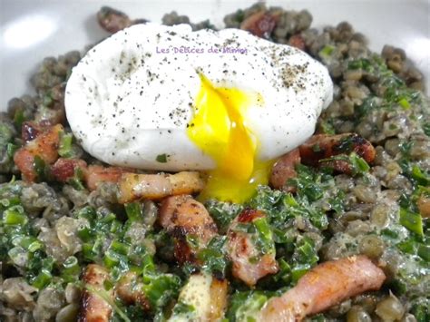 Salade Tiède De Lentilles œuf Poché Et Lardons Fumés Les Délices De Mimm