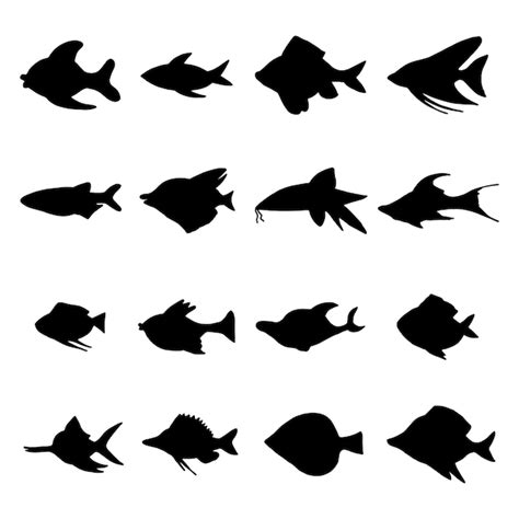 Fisch Meer Silhouette Set Vektor Premium Vektor