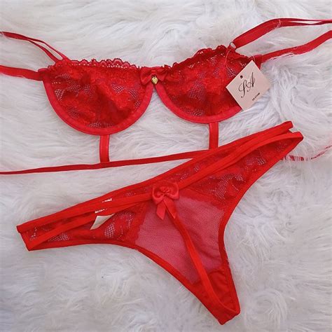 Conjunto Lingerie Desejo Vermelho Sabrinaamarastore