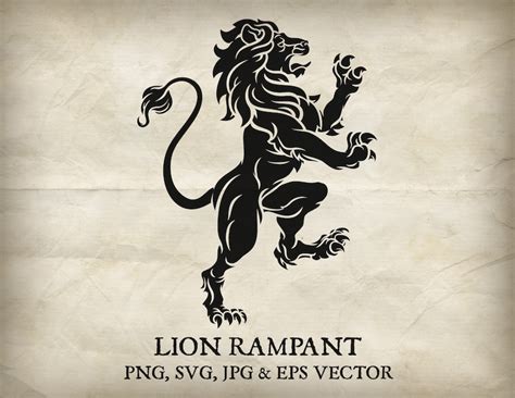 Lion Standing Rampant On Hind Legs Heraldic Crest Coat Of Arms Heraldry