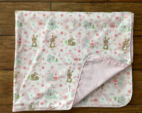 Bunny Love Swaddle Blanket Double Sided Flannel Receiving Etsy