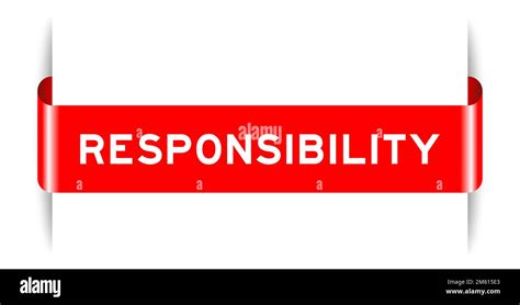 Red Color Inserted Label Banner With Word Responsibility On White