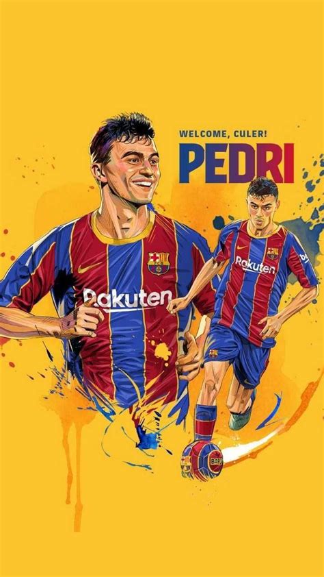 A Painting Of Two Soccer Players With The Words Pedri Written On Their