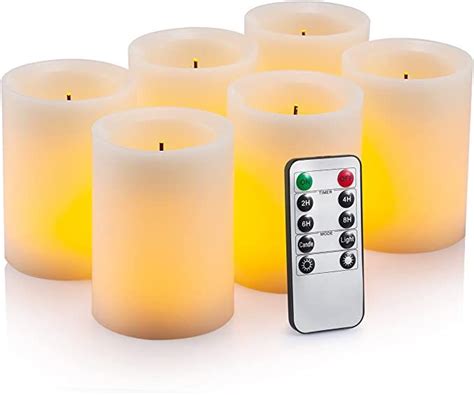 Flameless Flickering Led Candles 3 X 4 With 10 Key Remote Control Timer Classic Pillar Optical