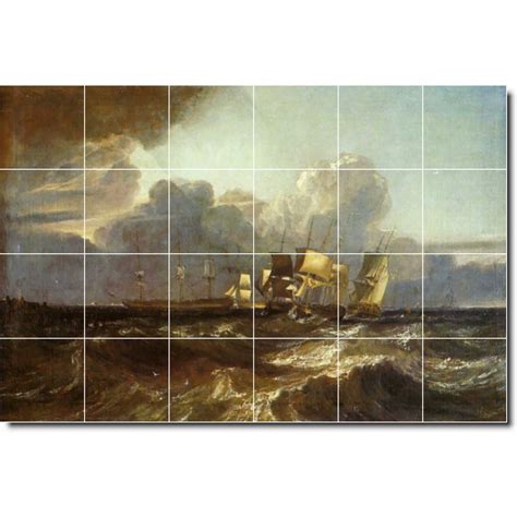 Ceramic Tile Mural-Joseph Turner Waterfront Painting 302. 36" w x 24" h ...