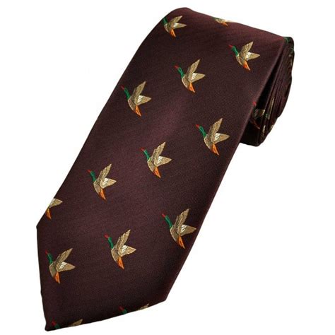 Flying Mallard Duck Burgundy Mens Luxury Novelty Tie From Ties Planet Uk