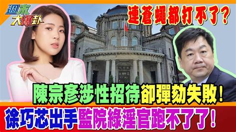 【週末大爆卦】連蒼蠅都打不了陳宗彥涉性招待卻彈劾失敗 徐巧芯出手監院綠淫官跑不了了 精華版2 大新聞大爆卦hotnewstalk Youtube