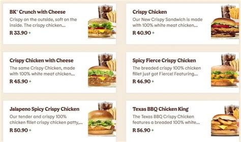 Burger King Menu With Updated Prices In South Africa 2024 Menu Za