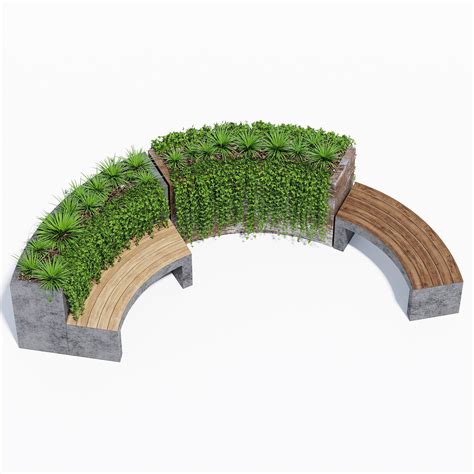 Curved Planter Bench Two 3d Model Max Obj Fbx 1 Planter Bench