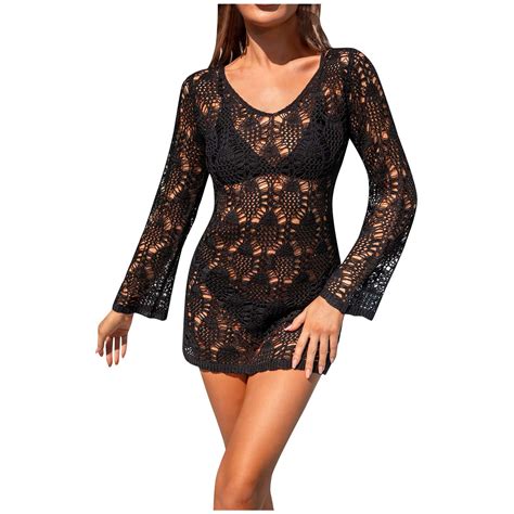 Hbyjlzyg Beach Cover Ups For Women Knitted Crochet Bathing Suit Cover Ups For Beach Bikini