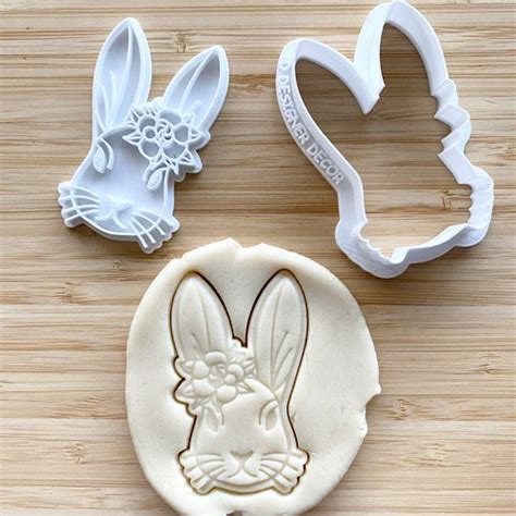 Easter Bunny With Flowers Cookie Cutter And Embosser Set Bake My Design