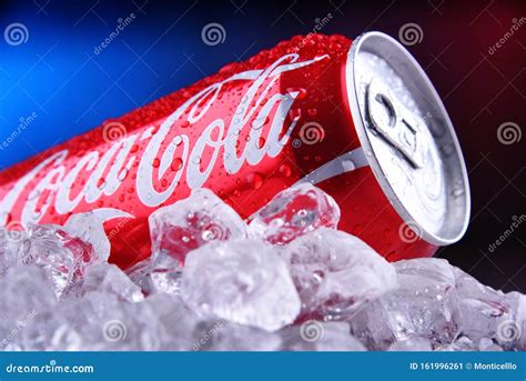 Can Of Coca Cola With Crushed Ice Editorial Photo Image Of Seltzer