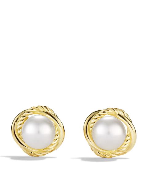 David Yurman Infinity Earrings With Pearls In Gold In Metallic Lyst