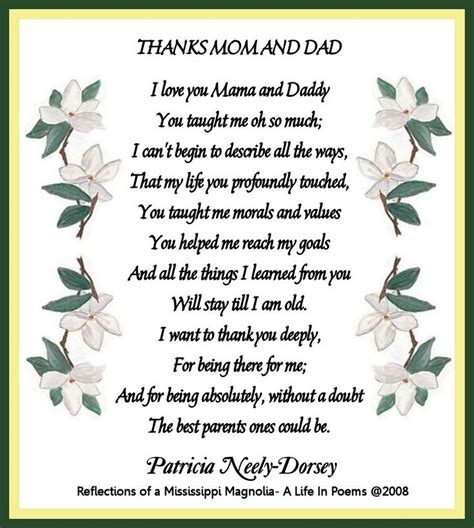 Mom And Dad Poems Thank You Mom Quotes Dad Quotes From Daughter