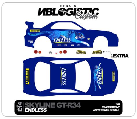 Hot Wheels Nissan Skyline R Custom Universal Waterslide Decal Scale