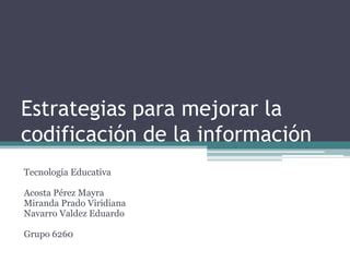 Estrategias De Codificaci N De Informaci N Ppt