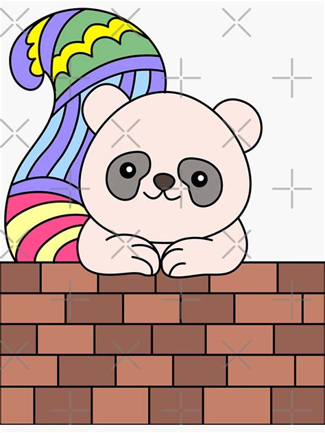 Panda On Brickwall Sticker For Sale By Svgs Redbubble