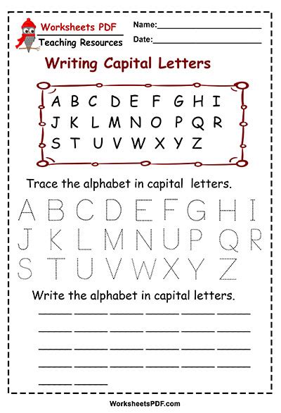 Writing Capital Letters - Worksheets PDF