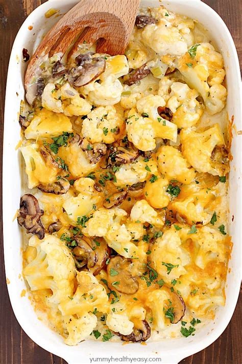 Cheesy Cauliflower Casserole Yummy Healthy Easy