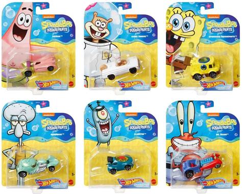 Hot Wheels Spongebob Squarepants Character Cars Mr Krabs Spongebob Squidward Patrick