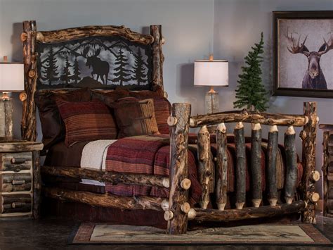 Rustic Aspen Log Bed With Metal Insert