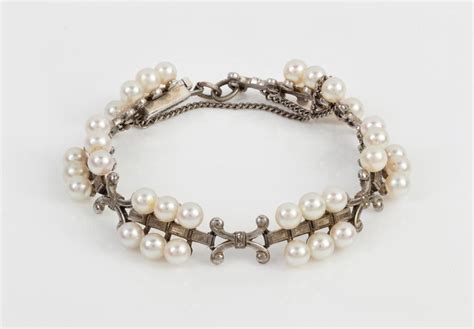 Mikimoto Pearl and Silver Bracelet - Bracelets/Bangles - Jewellery