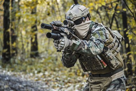 U.S. Marine Corps Marsoc raider wearing camouflage uniform in the ...