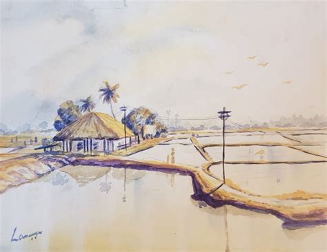 Buy Bengal Rural Village View in Morning Handmade Painting by KANNAN ...