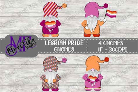 Lesbian Pride Flag Gnome Set PNG Graphic By MoxiFikaDesignCo Creative Fabrica