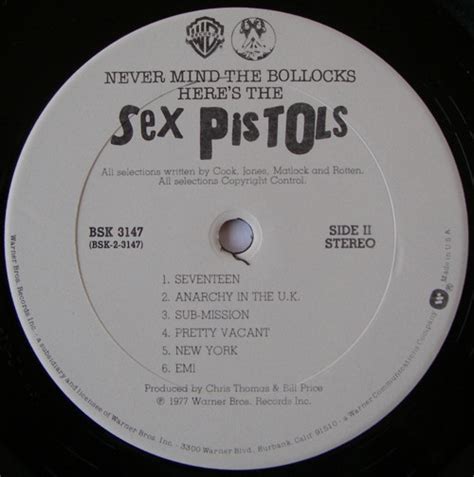 God Save The Sex Pistols Never Mind The Bollocks USA Columbia House Second Pressing
