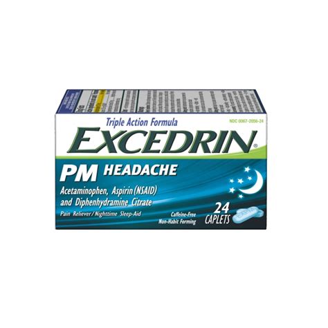 Excedrin Pm Headache Medicine And Sleep Aid Acetaminophen Aspirin