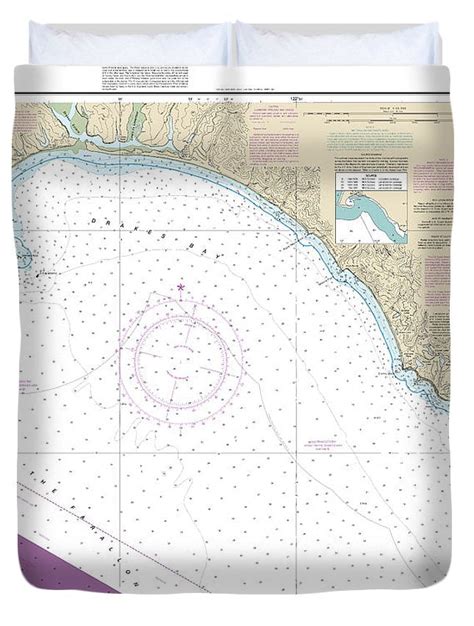 Nautical Chart 18647 Drakes Bay Duvet Cover Seakoast