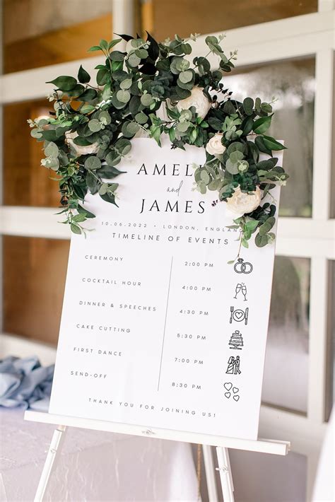 Wedding Order Of Events Timeline Sign Template Minimalist Etsy