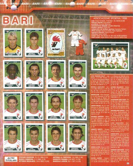 Album Figurine Calciatori 2004 05 Panini Scan Calciatori Bari