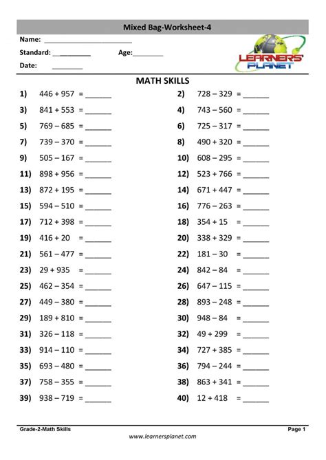 Class 2 Math Addition Subtraction Multiplication Division Interactive Quizzes