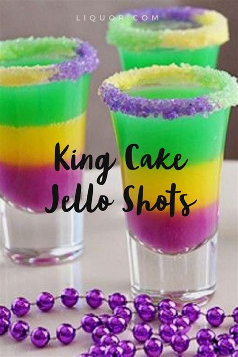 King Cake Jello Shots Recipe Mardi Gras Cocktails Mardi Gras