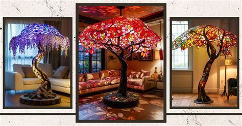 Glowing Giants Stained Glass Tree Lamps Enchanting Every Corner