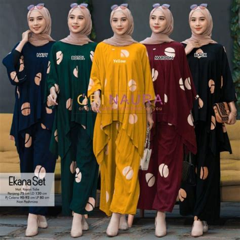 Jual Ekana Set Jumbo Setelan Waka Waka Rayon Motif Kopi Terbaru Daster