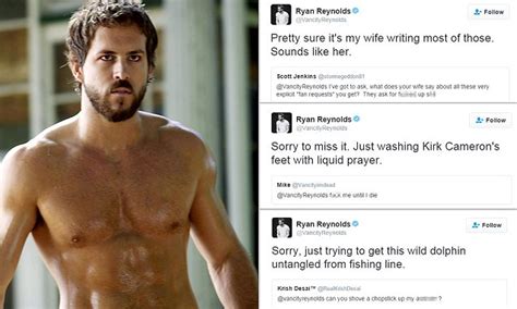 Ryan Reynolds Delights Twitter With His Replies To Fans Obscene Sexual Come Ons Daily Mail Online