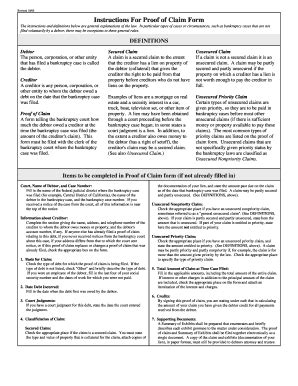 Fillable Online Ilsb Uscourts Instructions For Proof Of Claim Form