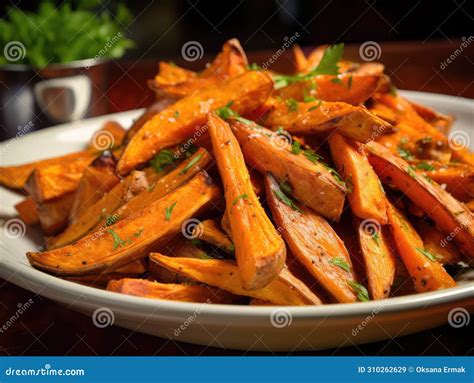 Sweet Potato Fries Pile Fry Batata Cuts Cooked Ipomoea Batatas Orange