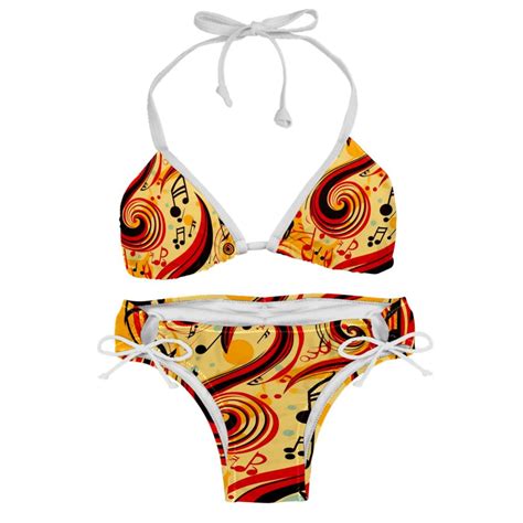 Note Swim Wear Bikini Set With Detachable Sponge Adjustable Strap