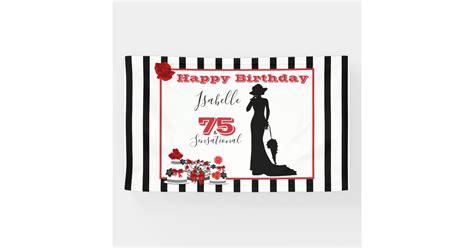 75 & SENSATIONAL 75th Birthday Banner Stripes | Zazzle